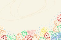 Colorful floral background, crayon scribble design vector