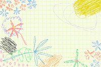 Floral line art social media banner, green hand drawn doodle design