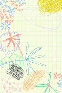 Kids abstract scribble background, pastel cute design in green