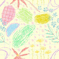 Crayon grids kids pattern, yellow hand drawn doodle design psd