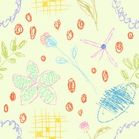 Abstract pastel doodle pattern background, girly scribble in yellow psd