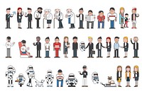 Collection of illustrated people and robots