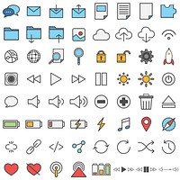 Illustration set of technology icons