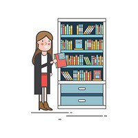 Woman getting a book from the book shelf