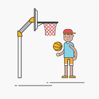 Illustration of a young guy playing basketball