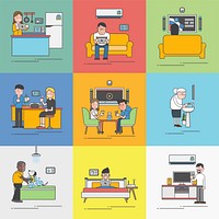 People&#39;s daily activities vector collection