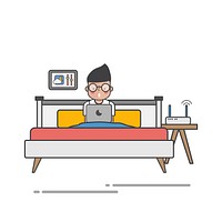 Guy on his laptop in bed