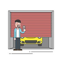 Man with a garage door remote illustration