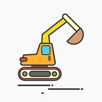 Illustration of a yellow excavator