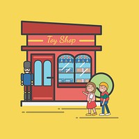 Illustration of toy store vector set