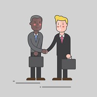 Illustration of business men with suitcases holding hands