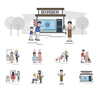 Illustration set of barber shop vector