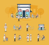 Illustration of restaurant vector set