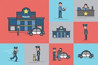 Illustration set of police vector