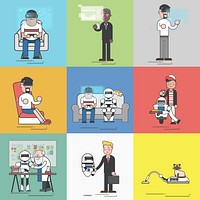 Compilation of advanced AI technology in everyday life illustration