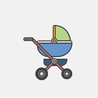 Illustration of baby stroller icon