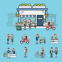 Illustration set of supermarket vector