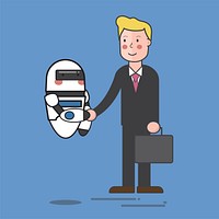 Illustration of a business man with a robot