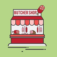 Illustration of a butcher shop