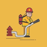 Illustration of firefighter vector set