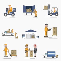 Illustration of logistics service vector set