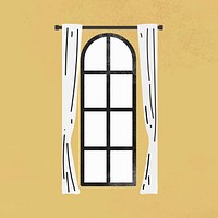 Arched window clipart, home decor illustration 