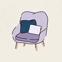 Purple armchair sticker, furniture & home decor illustration vector