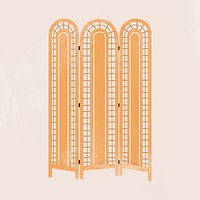 Retro rattan room divider, home decor illustration vector