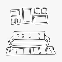 Doodle home decor sketch with sofa vector