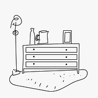 Cute home decor doodle sketch, room & interior illustration vector