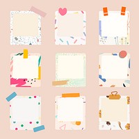 Aesthetic instant photo frame sticker, feminine design set psd