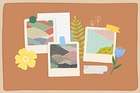 Mood board mockup, earth tone collage art, wall decor vector
