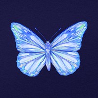 Aesthetic butterfly collage element, blue design psd