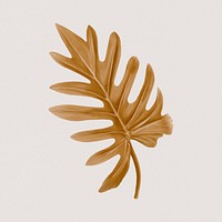 Tropical leaf clipart, brown aesthetic painting design