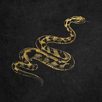 Snake collage element, gold glitter design vector
