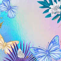 Aesthetic tropical background, blue design, social media post psd
