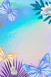 Aesthetic tropical border frame background, blue design
