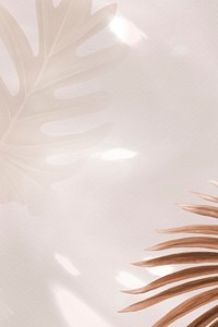 Brown aesthetic background, tropical leaf design