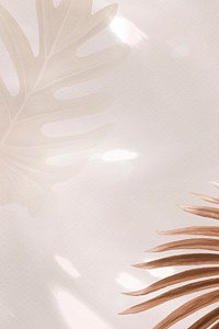 Brown aesthetic background, tropical leaf design psd