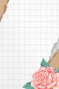 Rose border, grid background, aesthetic design