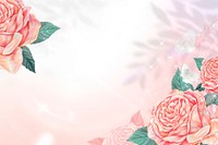 Rose border background, peach aesthetic design psd