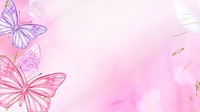 Gradient pink desktop wallpaper, aesthetic butterfly design