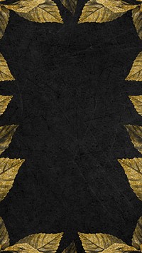 Black mobile wallpaper, gold glitter leaf design