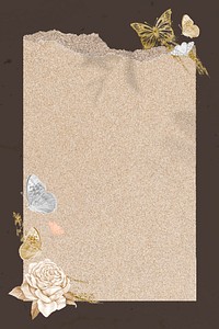 Brown paper frame background, gold glitter nature design vector