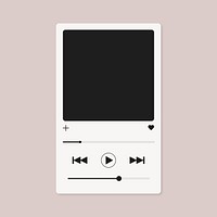 Music streaming player interface frame, black and white design