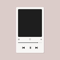 Music player screen frame, black and white design vector