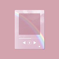 Pastel pink music player screen frame, cute design psd