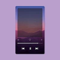 Purple aesthetic music player screen frame, cute design vector