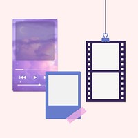 Aesthetic photo frame moodboard, pastel design