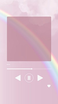 PInk aesthetic music player Instagram story, rainbow design vector